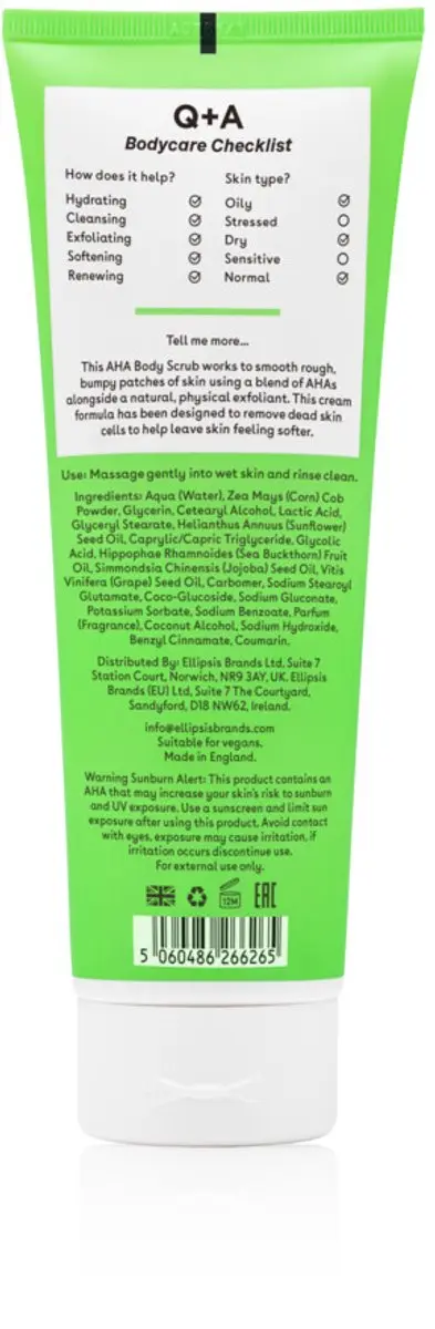 Q+A AHA Exfoliator Body Scrub 250ml