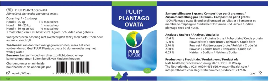 Puur Natuur Plantago Ovata - 100g