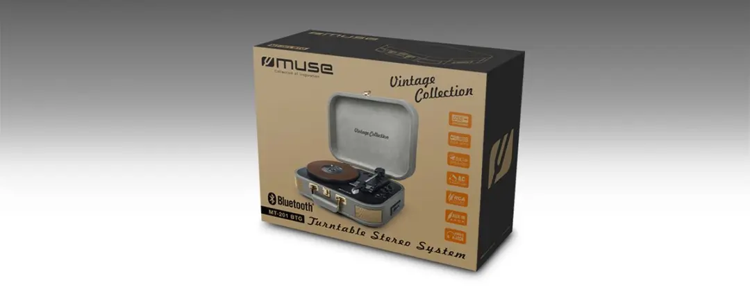 Muse MT-201BTG Bluetooth Kofferplatenspeler - Grijs - afbeelding 5 van 6