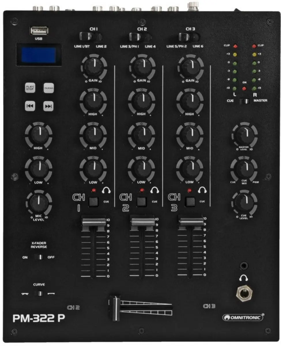 Omnitronic PM-322P Mengpaneel - 3 Kanalen - afbeelding 3 van 6