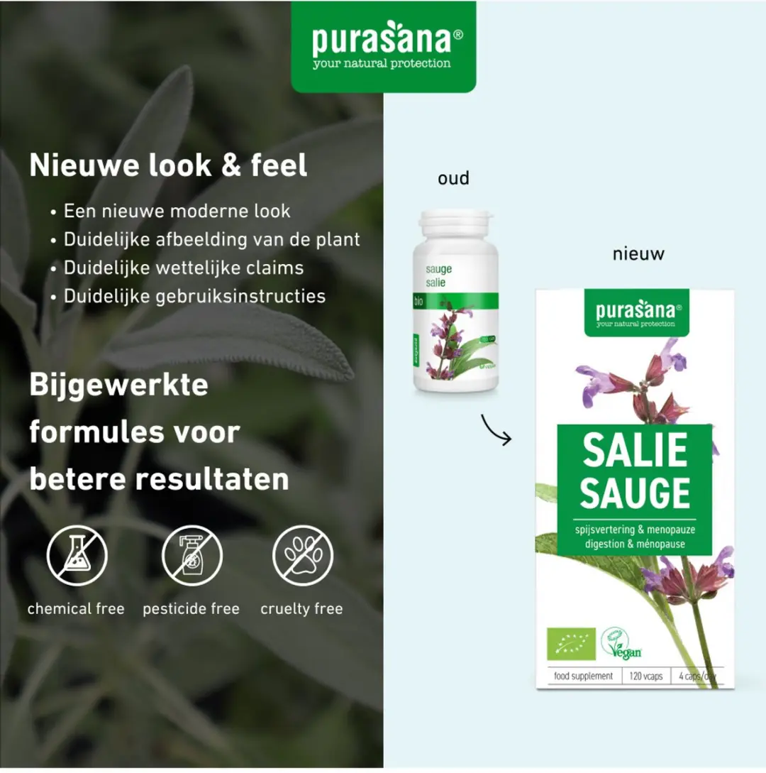 Purasana Bio Salie 295mg - 120g - afbeelding 3 van 6