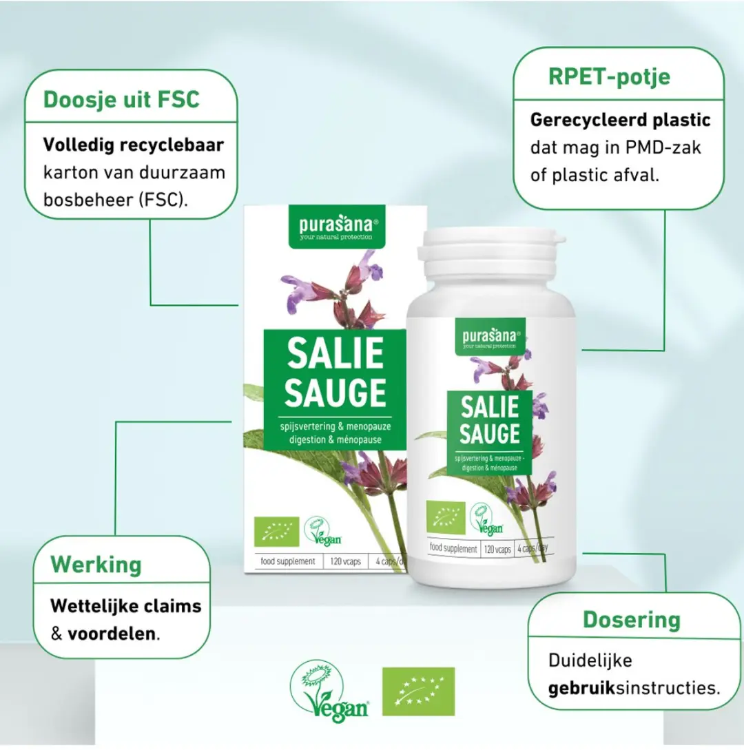 Purasana Bio Salie 295mg - 120g - afbeelding 2 van 6