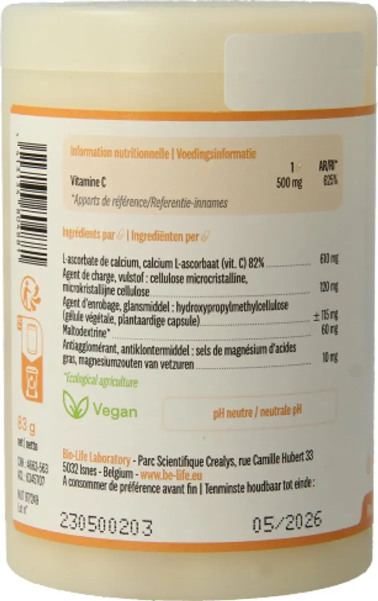 Be-Life Vitamine C 500 Neutral 90 Capsules