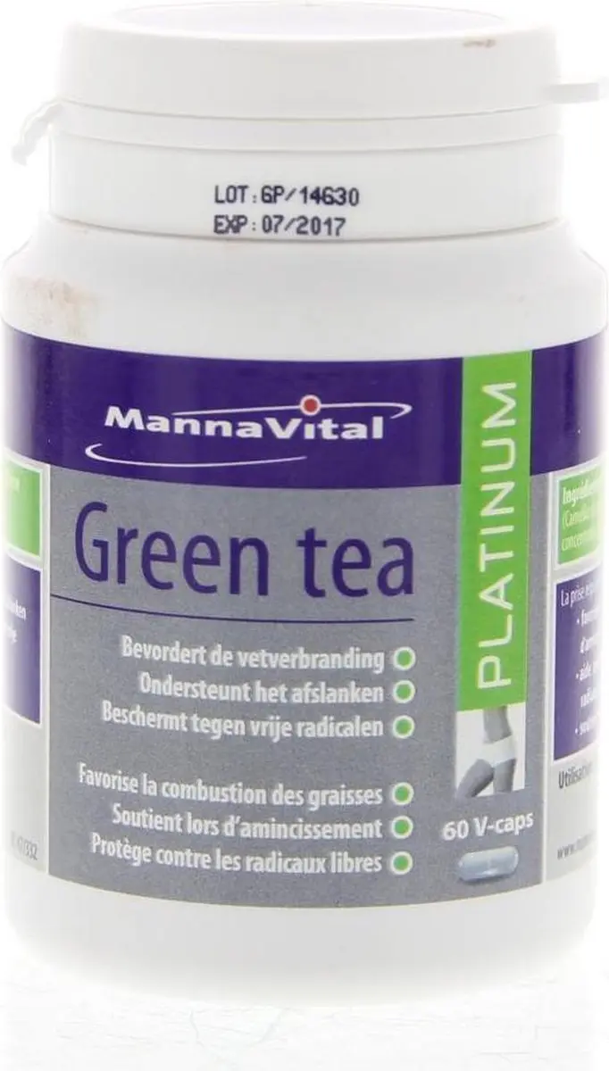 Mannavital Pit&Pit Green Tea Platinum Bio Capsules 60mg - afbeelding 2 van 5