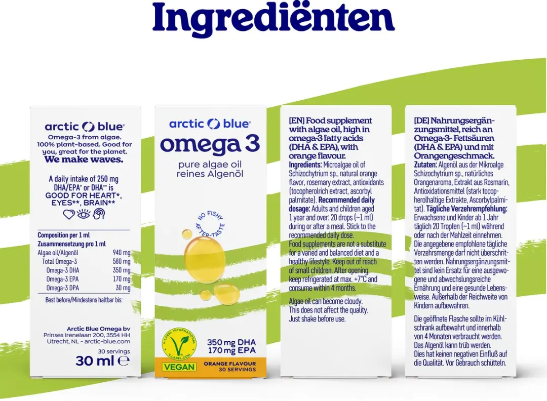 Omega 3 Algenolie Kids Druppelfles 30ml - Sinaasappel