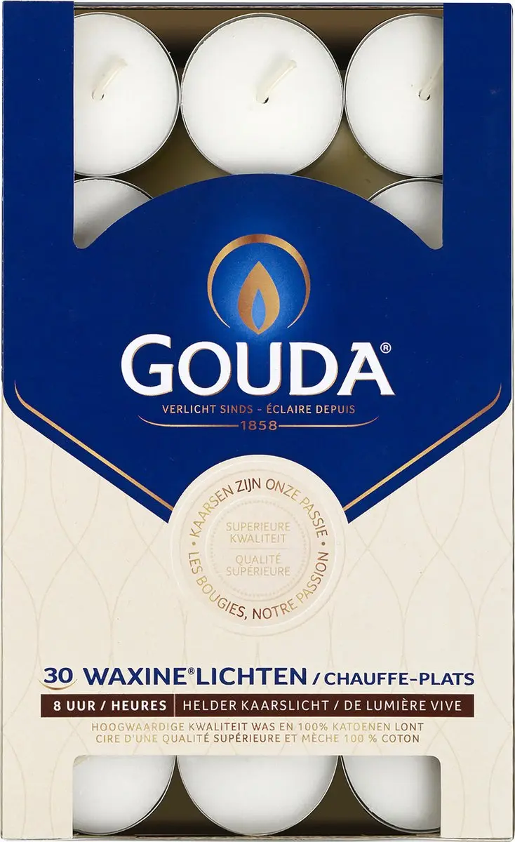 Gouda Waxinelichtjes Wit - 30 Stuks
