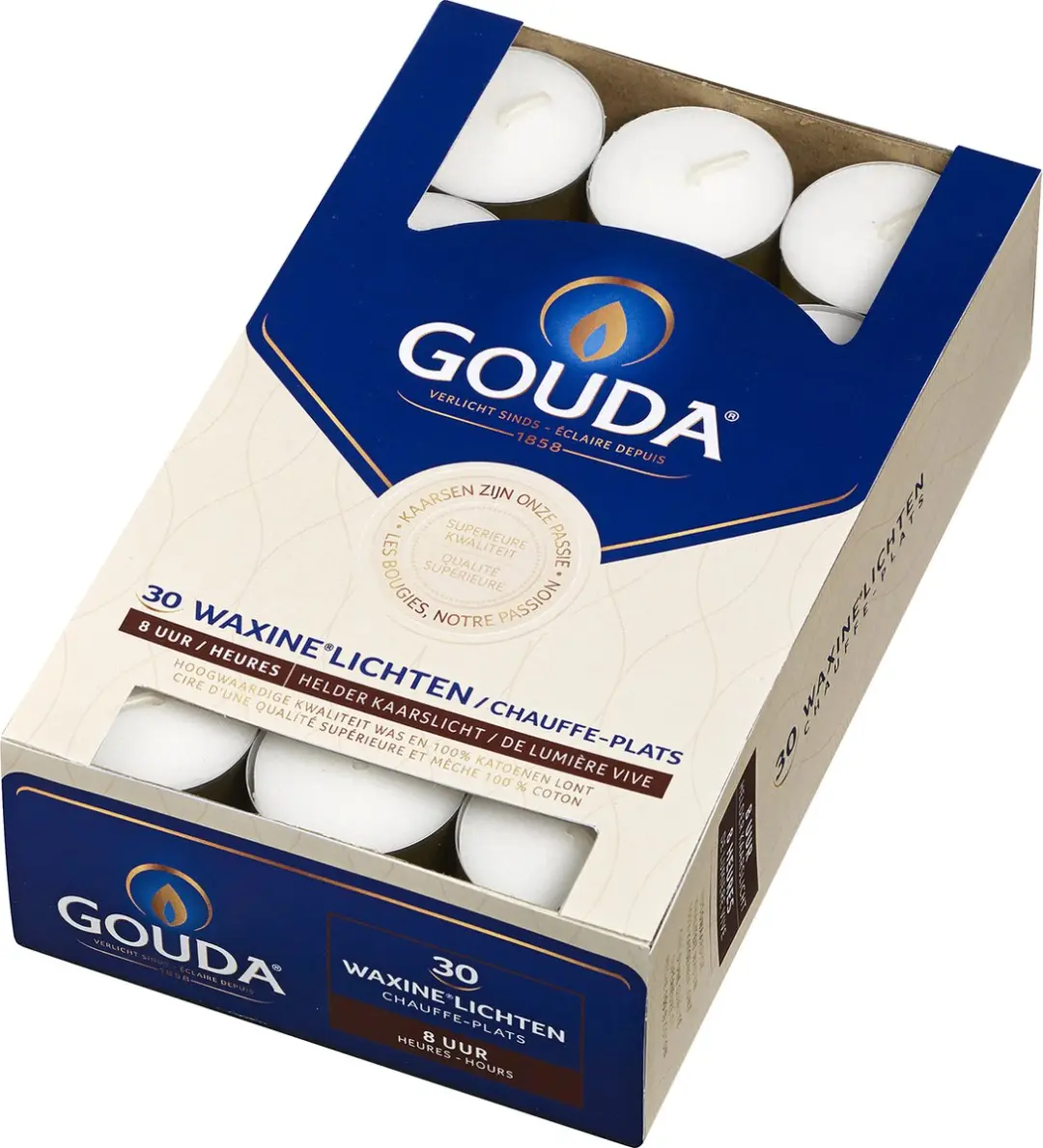 Gouda Waxinelichtjes Wit - 30 Stuks