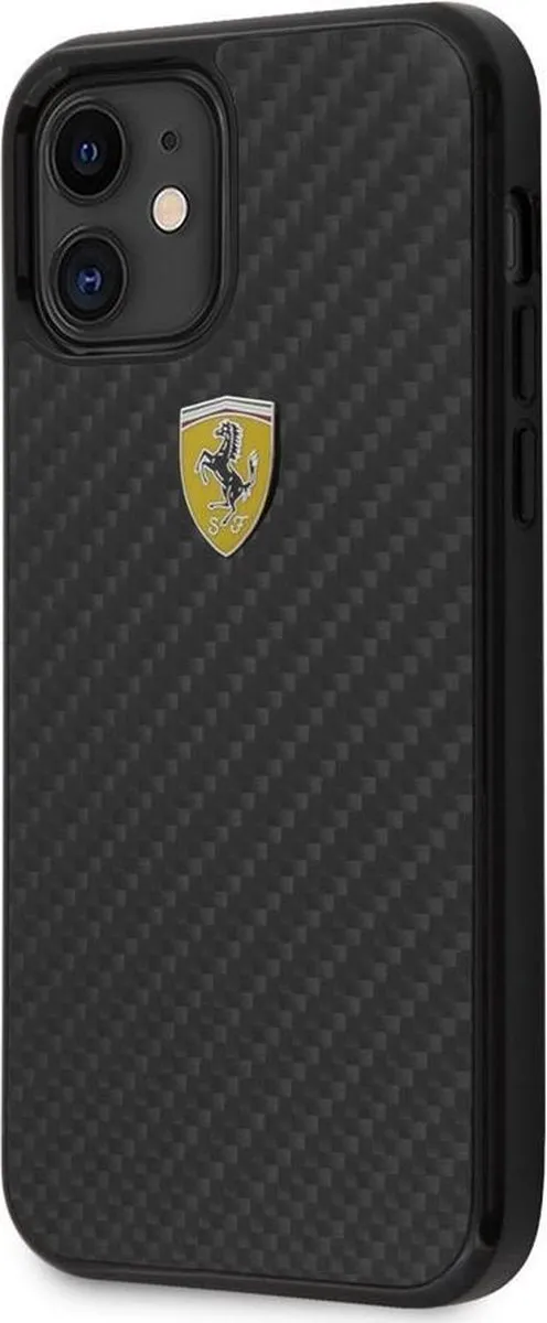Ferrari iPhone 12 Mini Hoesje - Effen Zwart - Carbon