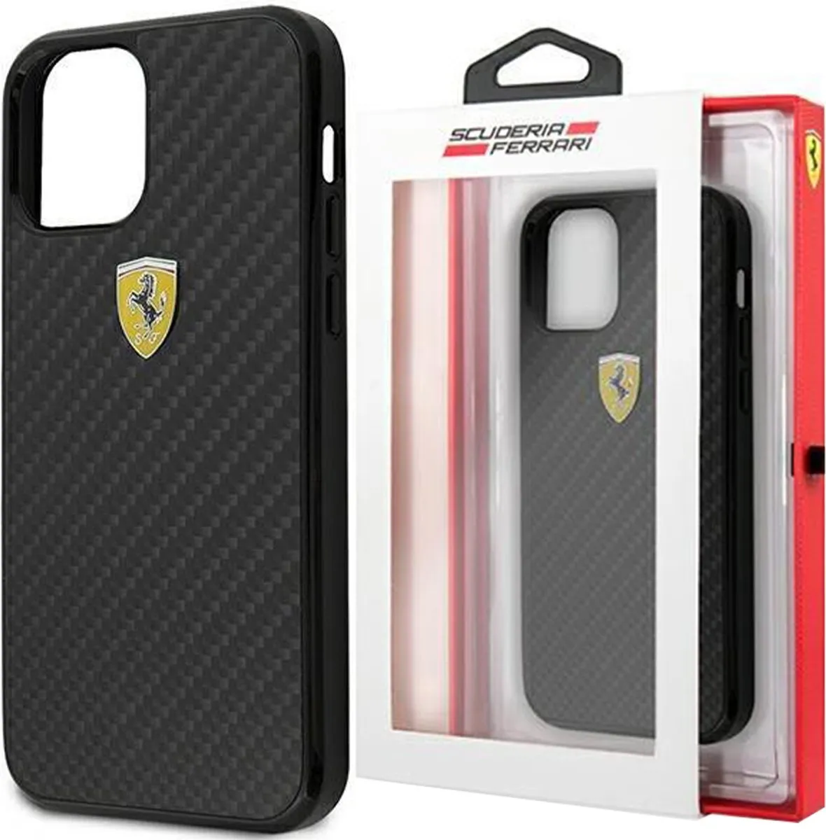 Ferrari iPhone 12 Mini Hoesje - Effen Zwart - Carbon