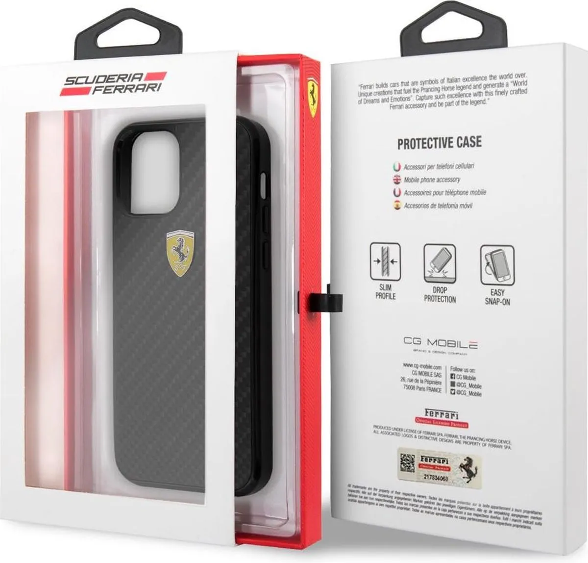 Ferrari iPhone 12 Mini Hoesje - Effen Zwart - Carbon - afbeelding 6 van 6