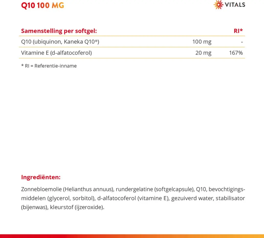 Vitals Q10 100mg - 150 Softgels - afbeelding 5 van 6