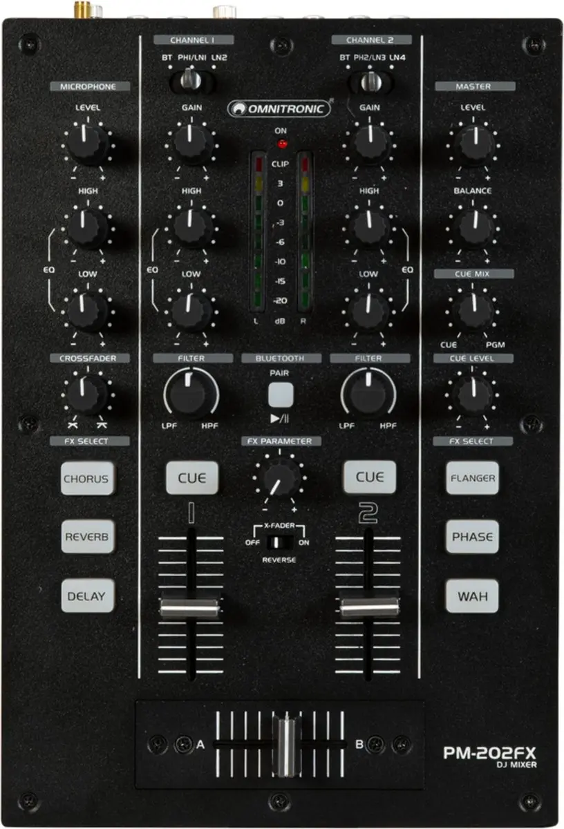 Omnitronic PM-202FX DJ Mixer - 2 Kanalen - Zwart - afbeelding 5 van 6