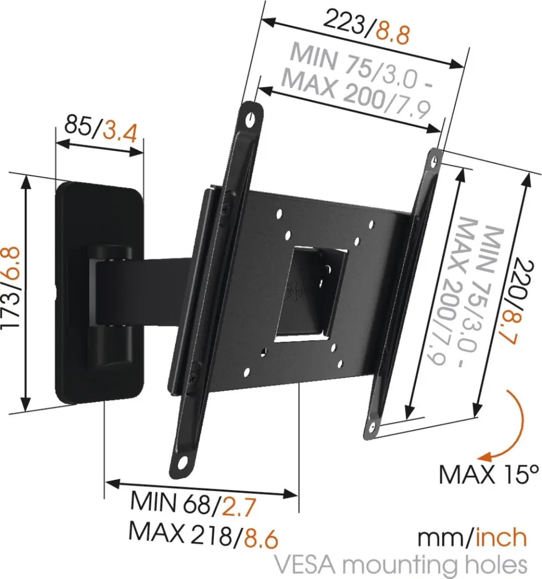 Vogel's MA2030 Wandbeugel 101,6cm - Zwart - afbeelding 4 van 5