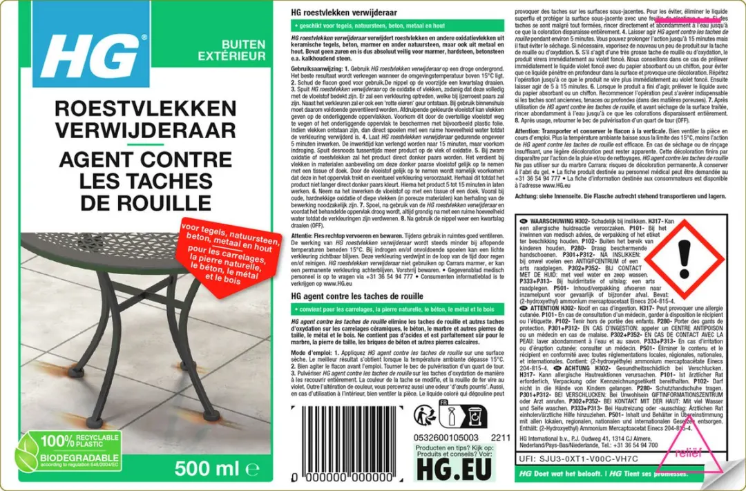 HG Roestvlekkenverwijderaar 500ml