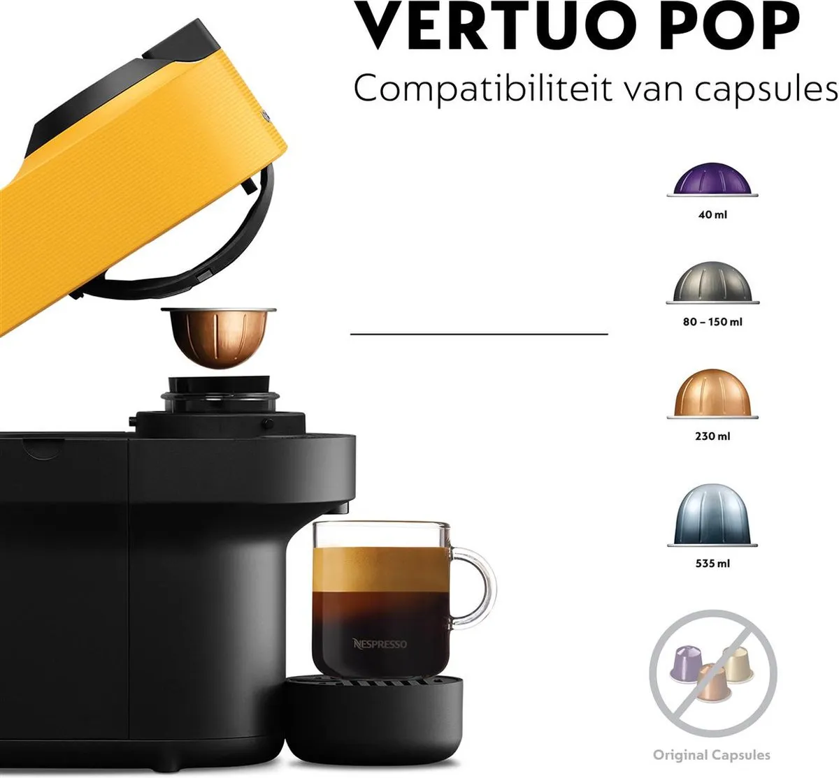 De'Longhi Nespresso Vertuo Pop ENV90.Y - Koffiecupmachine - Geel