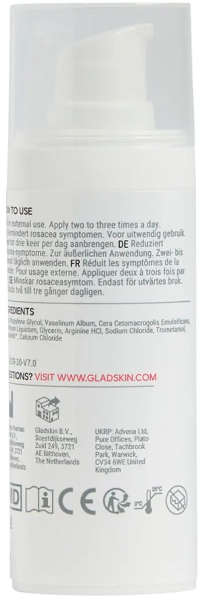 Gladskin ROSACEAR Crème 30ml - Hydraterend & Dermatologisch Getest