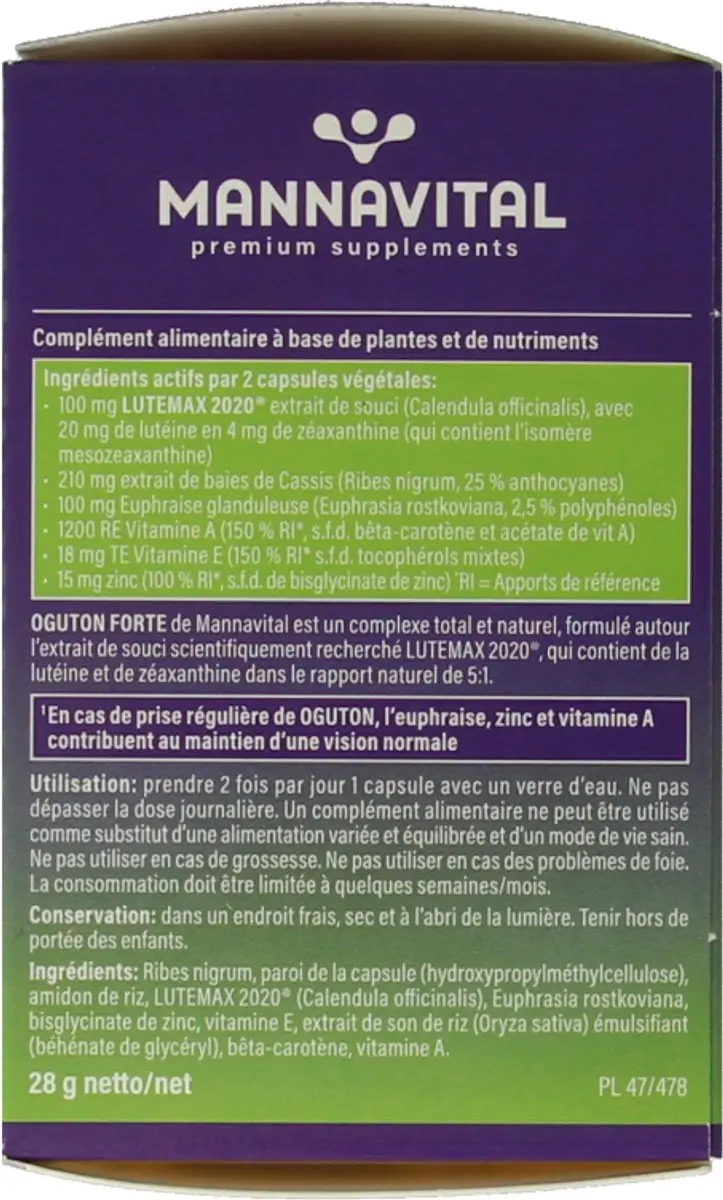 Mannavital Oguton Forte 60 Vegicaps - afbeelding 3 van 6