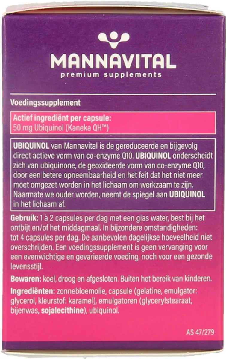 Mannavital Ubiquinol Co-enzym Q10 60 Capsules - afbeelding 3 van 6