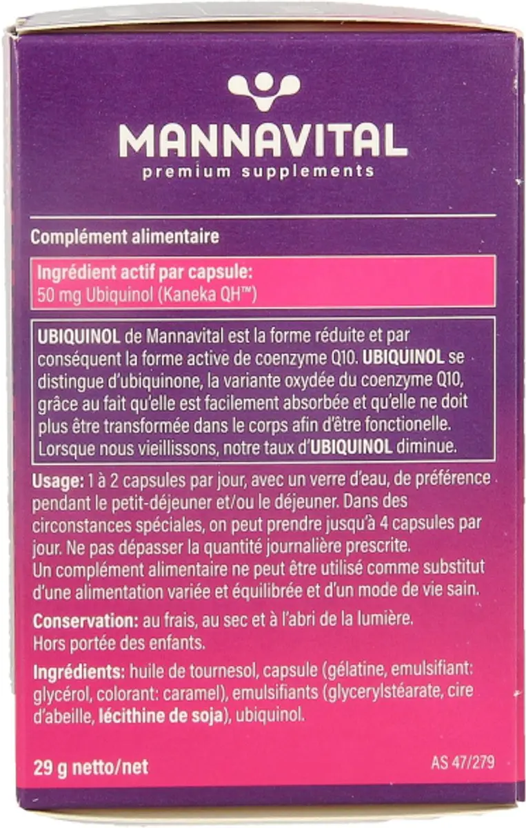 Mannavital Ubiquinol Co-enzym Q10 60 Capsules - afbeelding 2 van 6