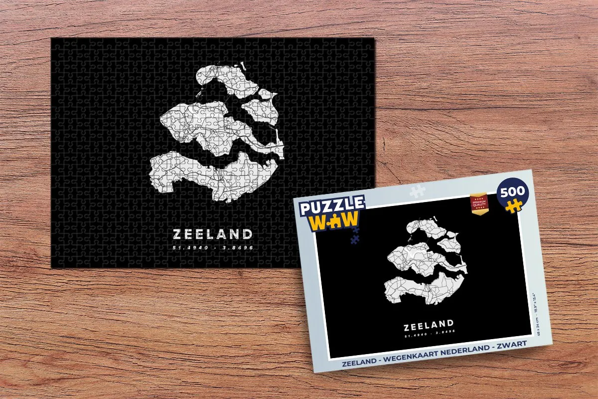 PuzzleWow Zeeland Wegenkaart Nederland Legpuzzel 500 Stuks - Multicolor