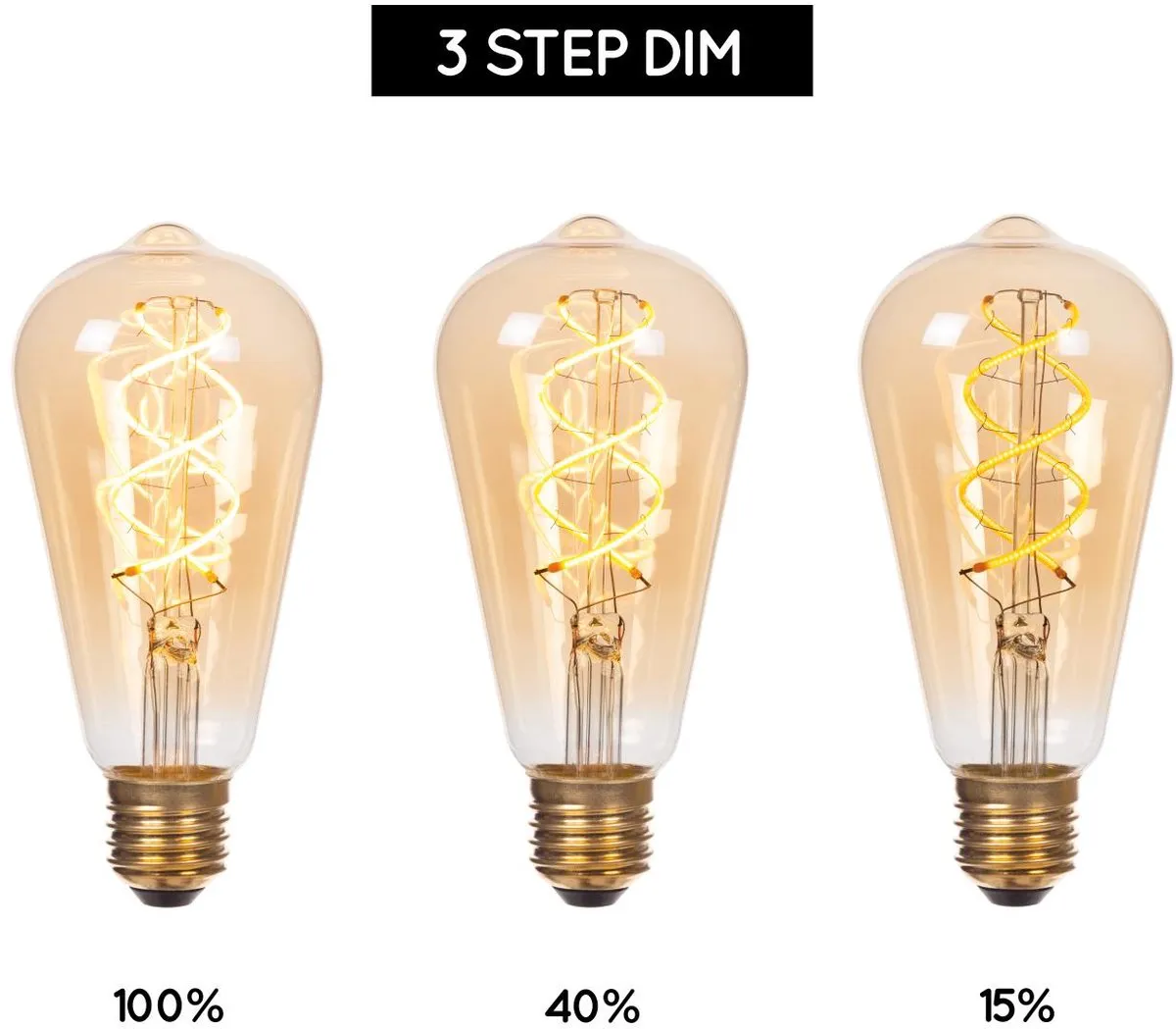 Lucide ST64 LED Filamentlamp 4,9W 2200K - E27 - Amber