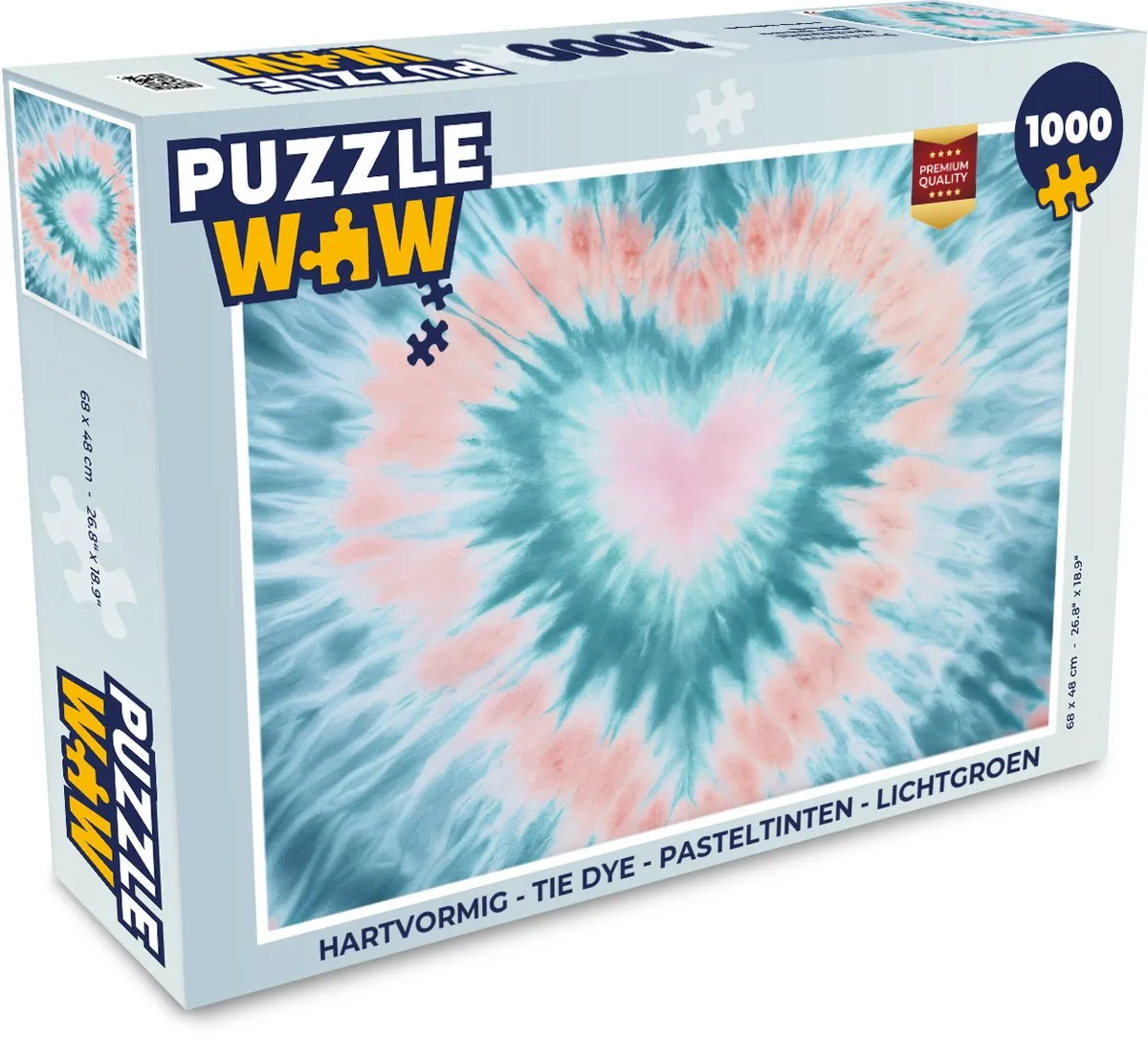 PuzzleWow Hartvormige Legpuzzel 1000 Stuks - Tie Dye Pasteltinten