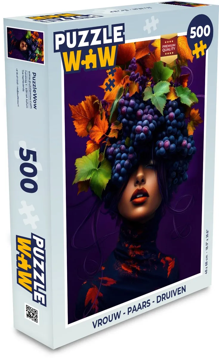 PuzzleWow Vrouw Druiven Legpuzzel 500 Stuks - Paars