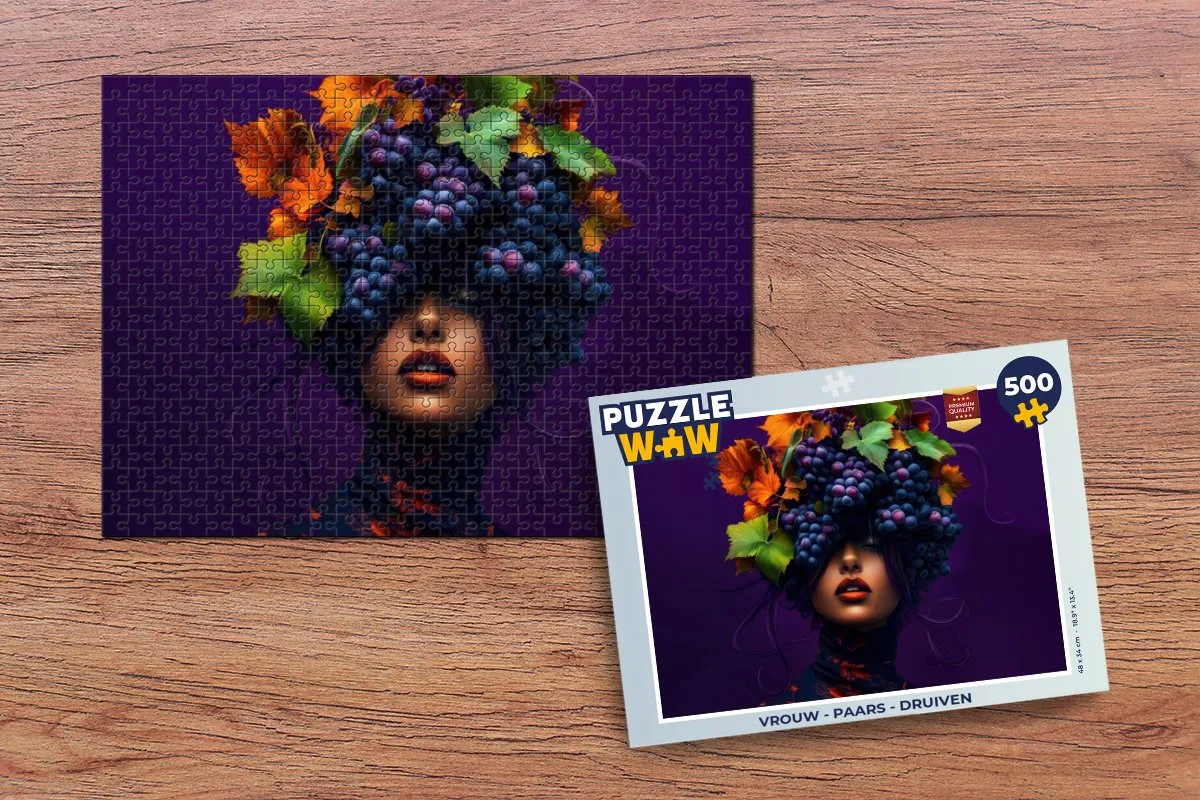 PuzzleWow Vrouw Druiven Legpuzzel 500 Stuks - Paars