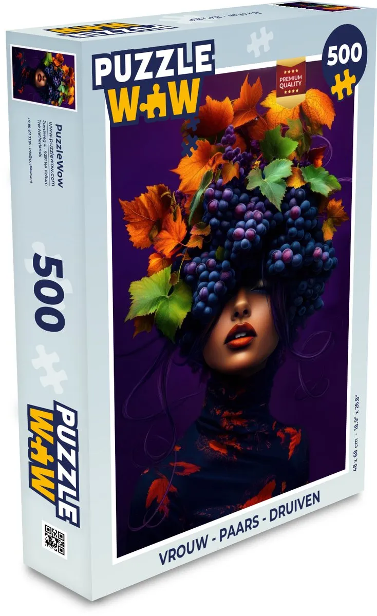 PuzzleWow Vrouw Druiven Legpuzzel 500 Stuks - Paars