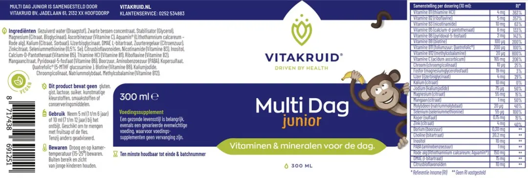 Vitakruid Multi Dag Multivitamine 300ml