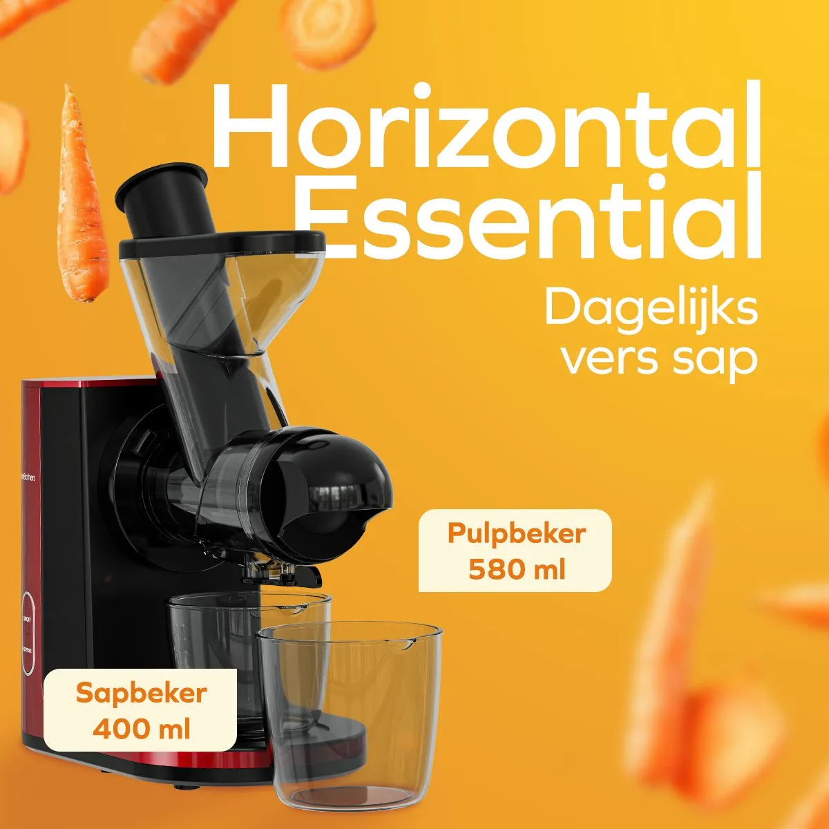 KitchenBrothers KB1004129 Slowjuicer - 400ml - Rood