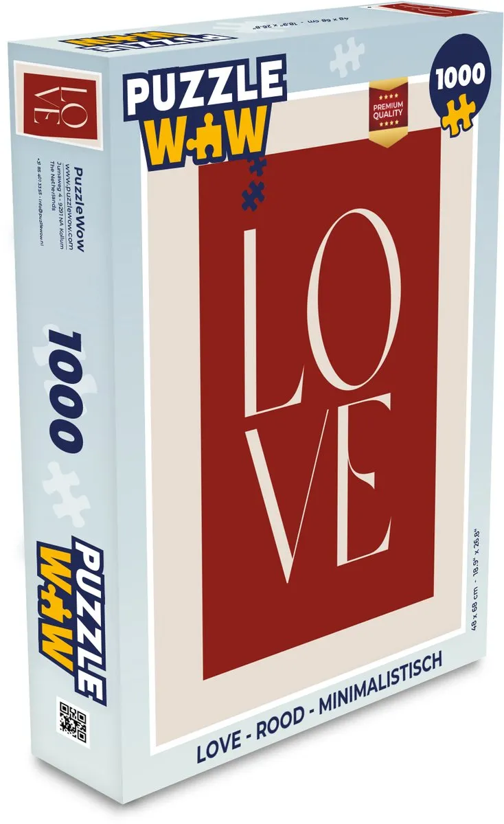 PuzzleWow Love Legpuzzel 1000 Stuks - Rood