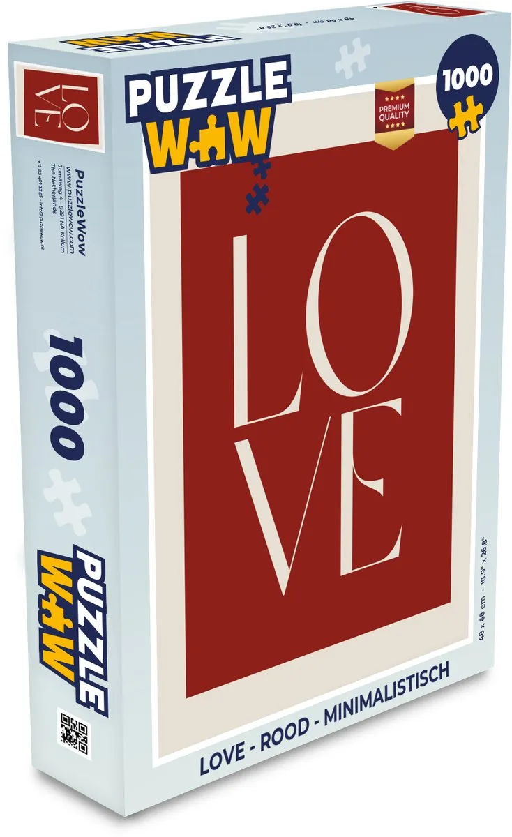 PuzzleWow Love Legpuzzel 1000 Stuks - Rood