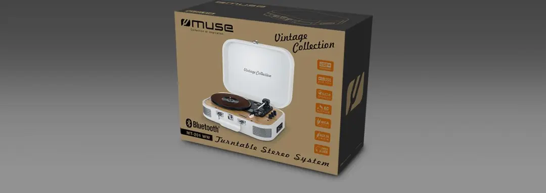 Muse MT-201WW Bluetooth Kofferplatenspeler - Wit - afbeelding 4 van 5