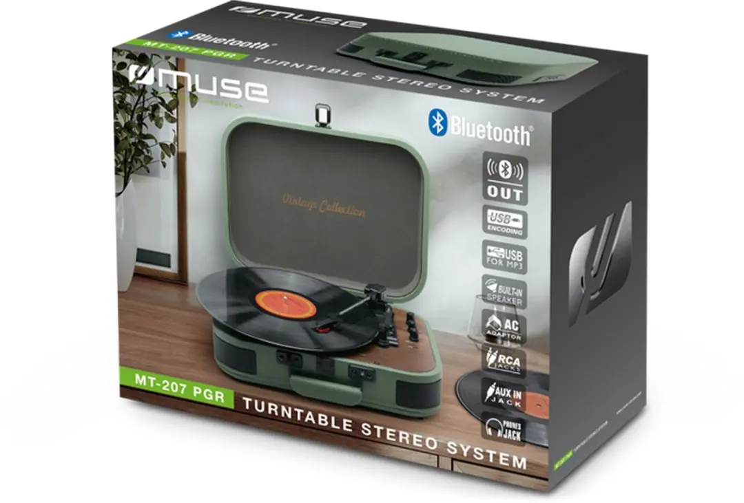 Muse MT-207 PGR Platenspeler - Legergroen - afbeelding 4 van 5