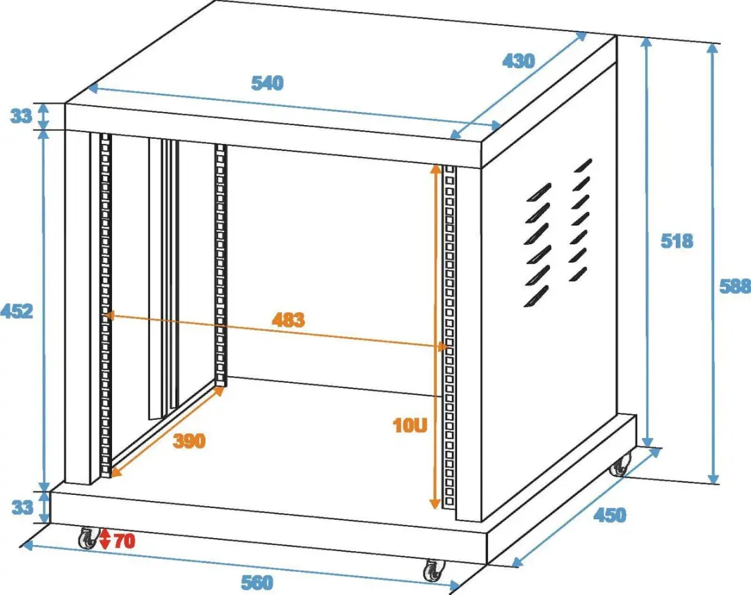 Omnitronic SR-19 19 inch Rack 10HE - Zwart - afbeelding 3 van 3