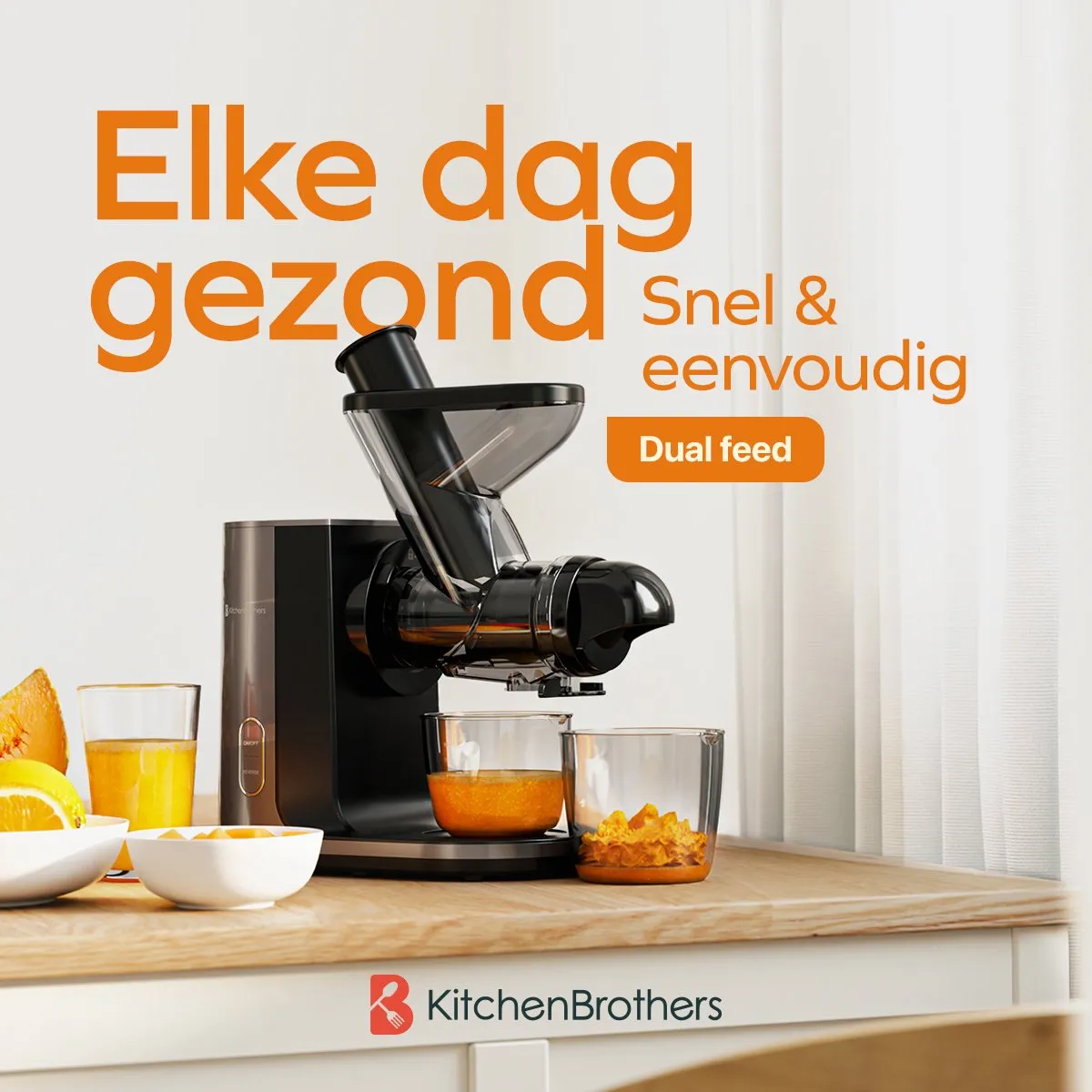 KitchenBrothers KB1004129 Slowjuicer - 400ml - Grijs