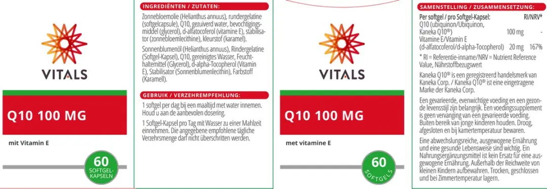 Vitals Q10 100mg Softgels - 60 Stuks - afbeelding 4 van 6