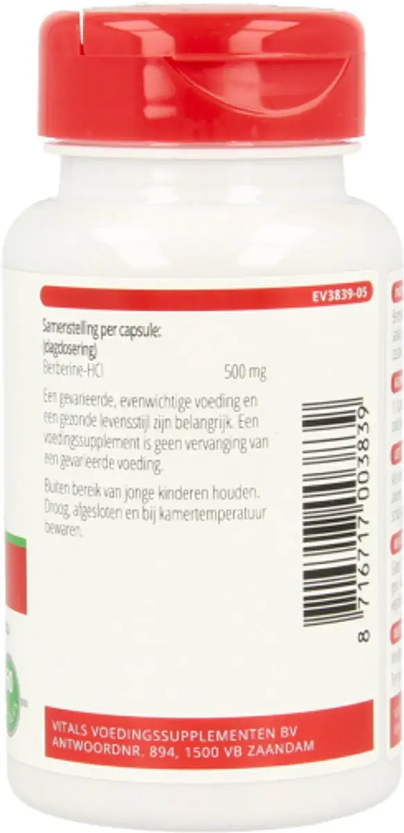 Vitals Berberine 500mg - 60 Capsules - afbeelding 6 van 6