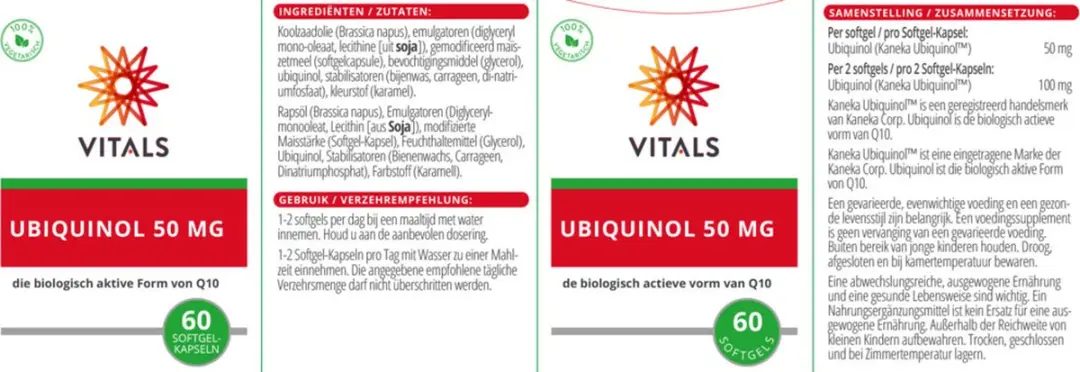 Vitals Ubiquinol 50mg Softgels - 150 Stuks - afbeelding 6 van 6
