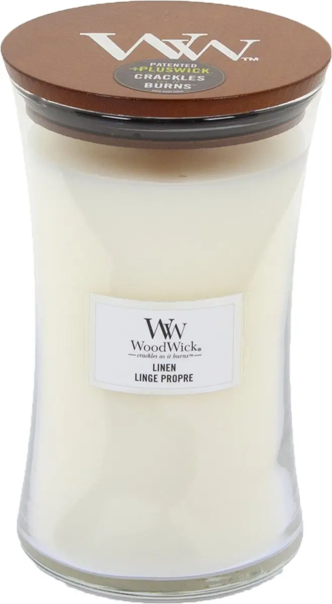 Woodwick Hourglass Geurkaars - Linnen - 130 Branduren