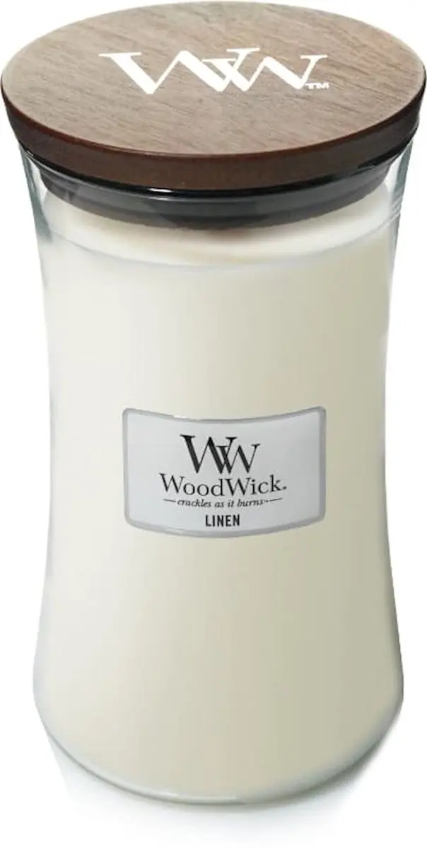 Woodwick Hourglass Geurkaars - Linnen - 130 Branduren