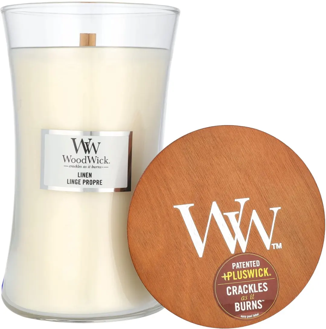 Woodwick Hourglass Geurkaars - Linnen - 130 Branduren