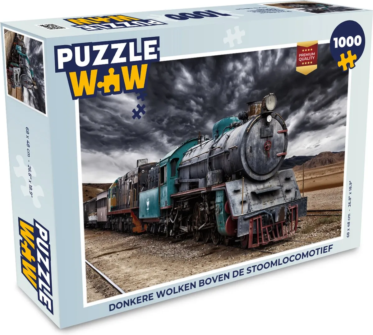 PuzzleWow Donkere Wolken Stoomlocomotief Legpuzzel 1000 Stuks - Multicolor