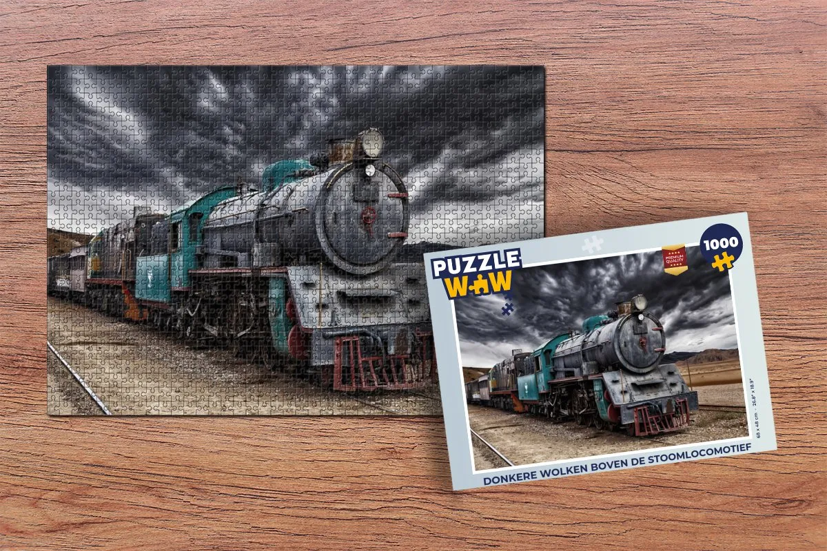 PuzzleWow Donkere Wolken Stoomlocomotief Legpuzzel 1000 Stuks - Multicolor