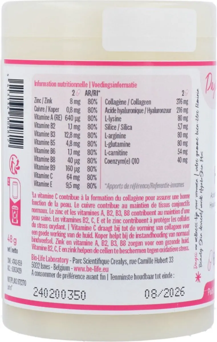 Be-Life Hyaluskin Plus 60 Softgels