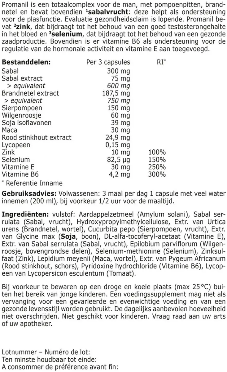 Fytostar Promanil Totaalcomplex 120 Capsules