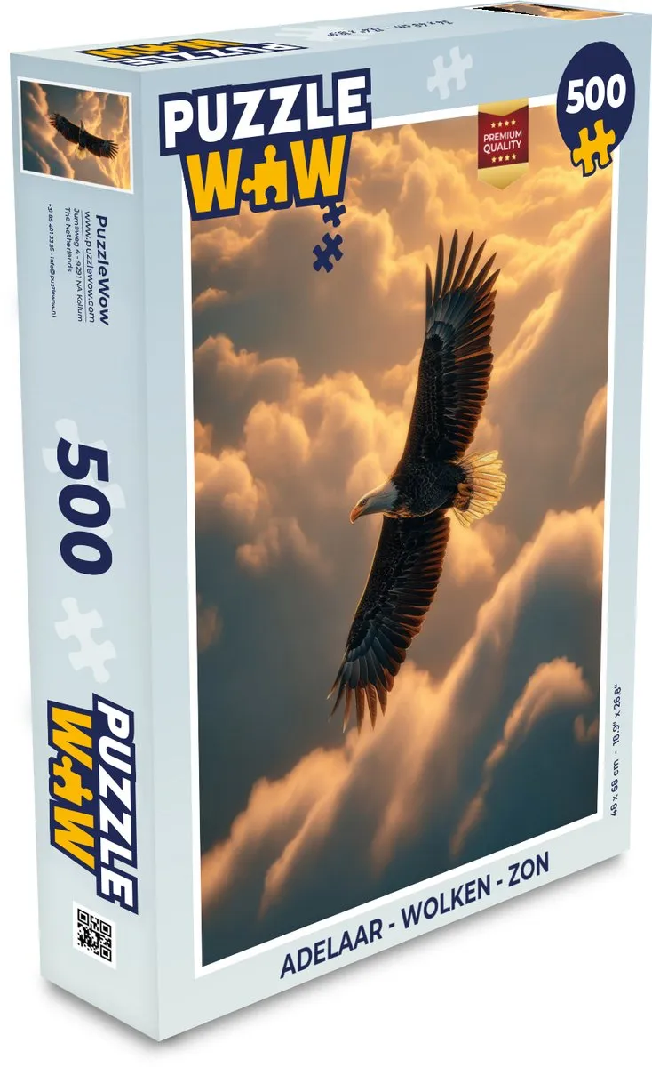 PuzzleWow Adelaar - Wolken - Zon Puzzel 500 Stuks