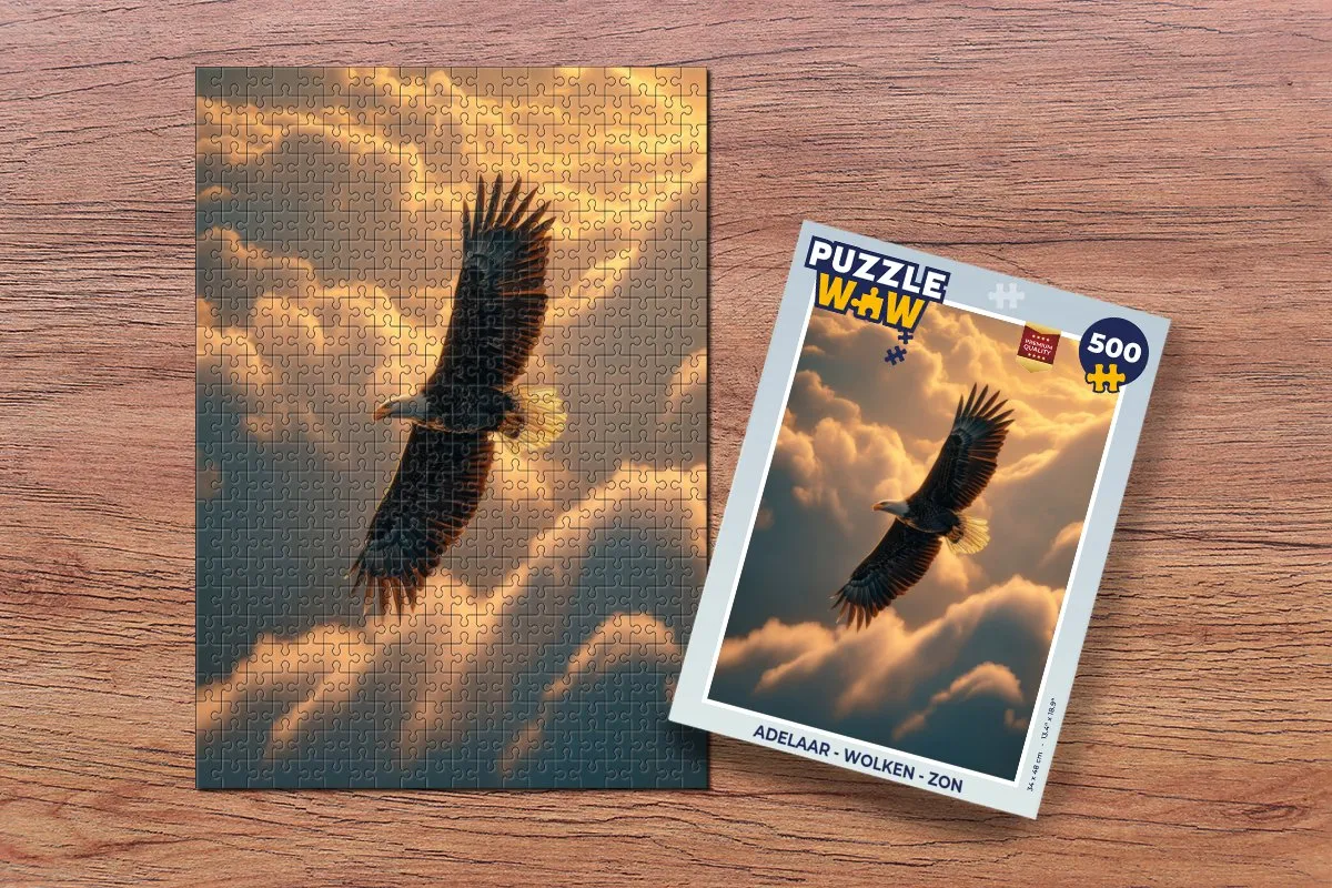 PuzzleWow Adelaar - Wolken - Zon Puzzel 500 Stuks
