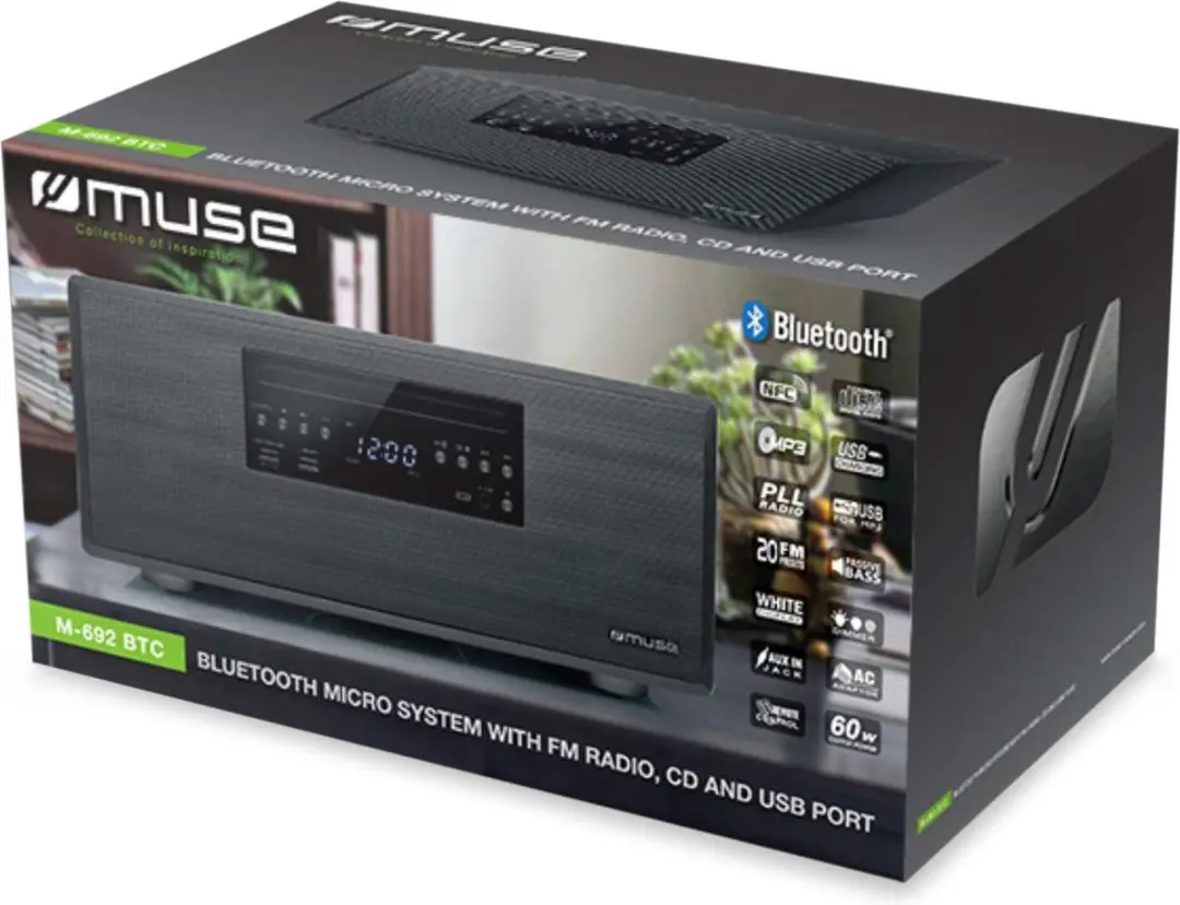 Muse M-692BTC Micro-audiosysteem - CD/Bluetooth/Radio - Zwart - afbeelding 6 van 6
